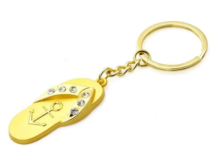 Бесплатный Логотип персонализированный брелок в форме тапочек золотого цвета с