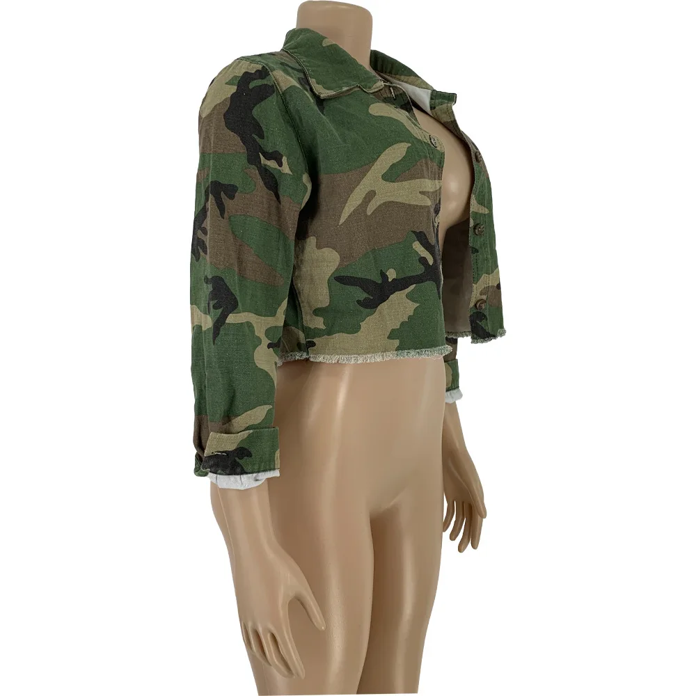 Камуфляжное пальто куртка женская верхняя одежда модная длинный рукав для