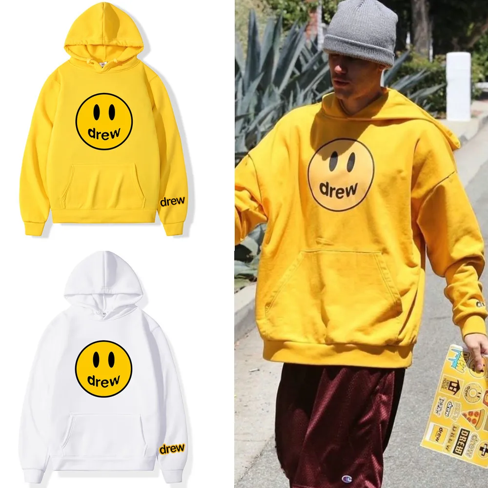 drew house hoodie autumn winter sweatshirt unisex men and womens casual student fashion hooded sweatshirt long sleeve free global shipping