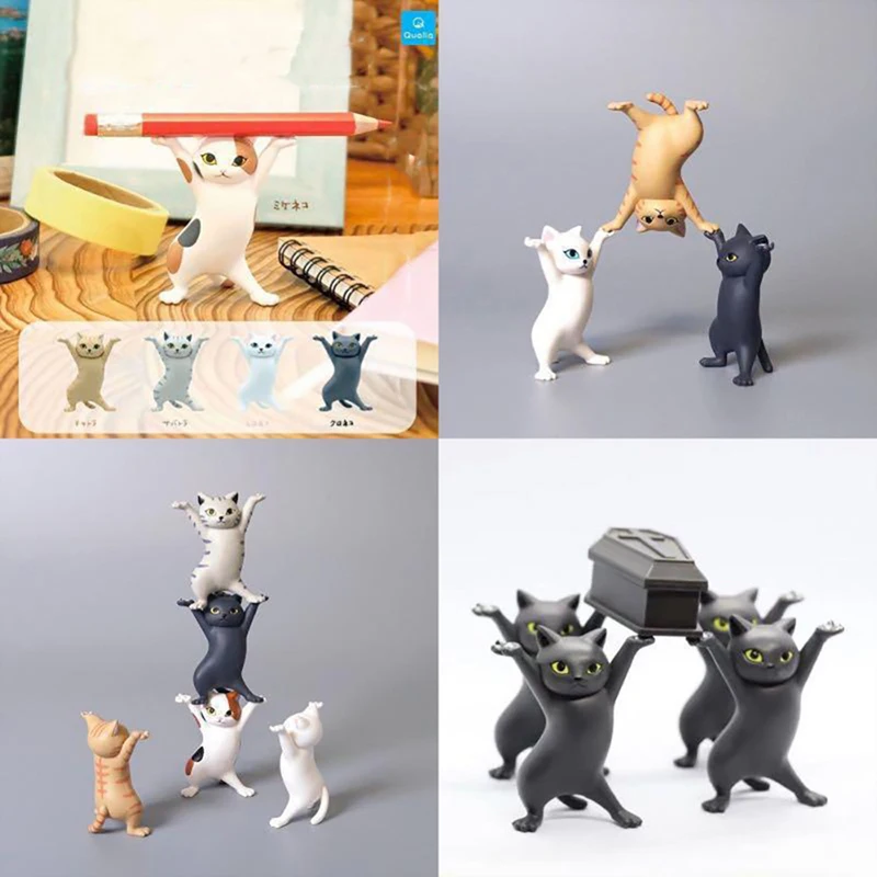 

Carrying A Coffin Cat Pen Holder Home Bookshelf Decoration Animal Statue Handmade Home Doll Decoration Kid Funny Toy Gift