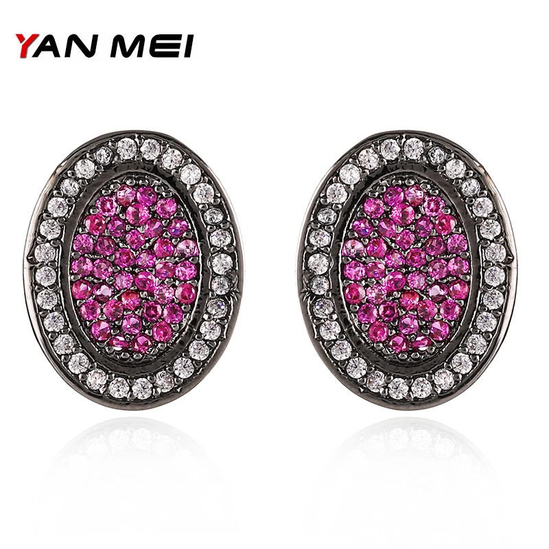 Женские серьги с кристаллами YANMEI овальные двойным кольцом 3 цвета ювелирные