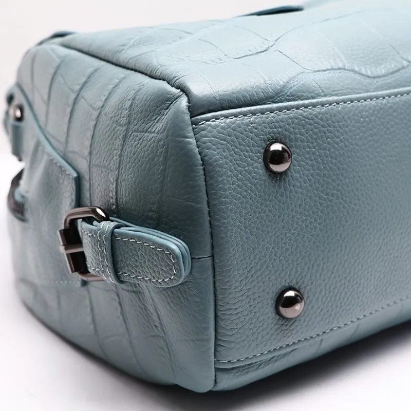 

Elegant Ladies Cowhide Leather Handbag Women Office Work Totes Boston Sac A Main Big Packing Shoulder Bag Slung Crossbody Bags