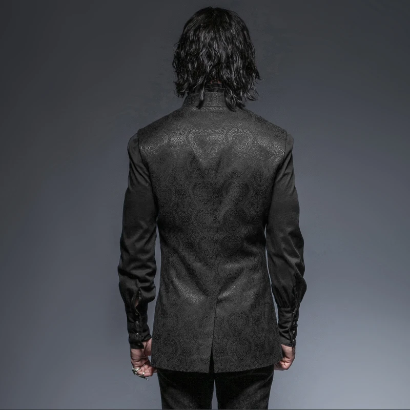 Жилет мужской с V-образным вырезом роскошный черный приталенный жилет без