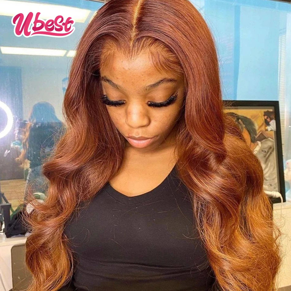 Ubest Ombre Orange Body Wave Lace Front Human Hair Wigs Brazilian Virgin Pre Plucked Wigs for Women 30