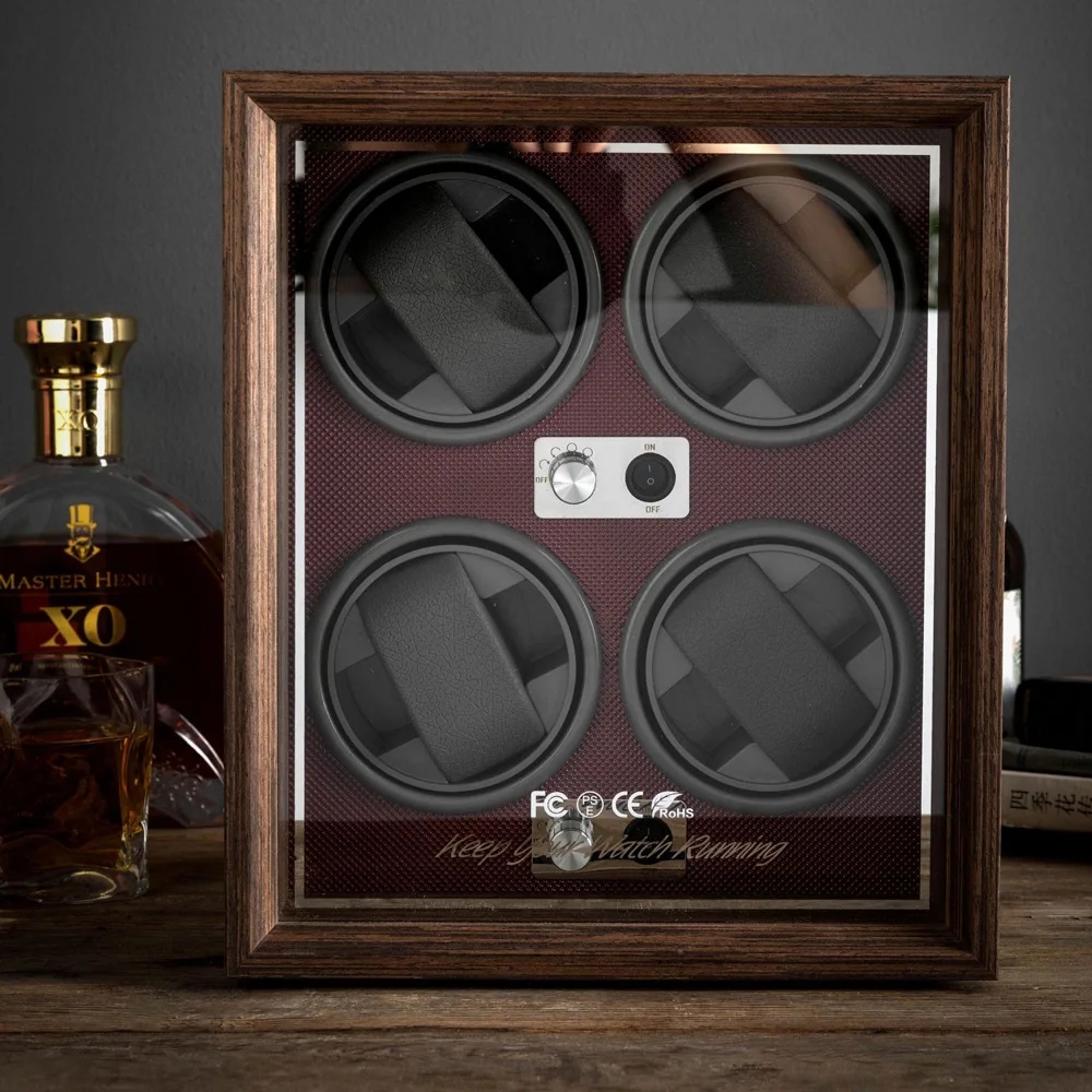 Watch Winder for Wine Cabinet Decoration Black Walnut Wood Retro Full-automatic Mechanical Watch Shaker Household Winder Box
