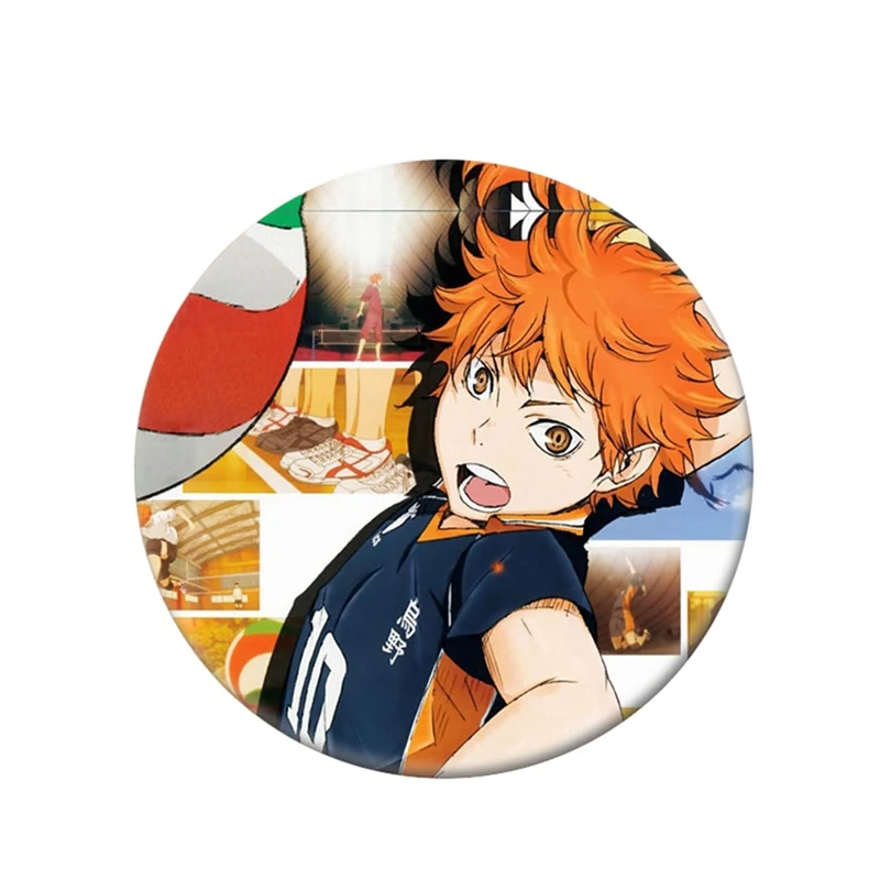 

Japanese Manga Haikyuu!! Brooches School Volleyball Syouyou Kageyama Boys Glass Picture Cool Hat Pins Anime Badge