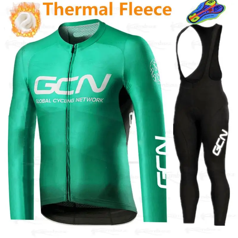 Красный комплект из Джерси для велоспорта GCN 2021 Зимняя Теплая Флисовая