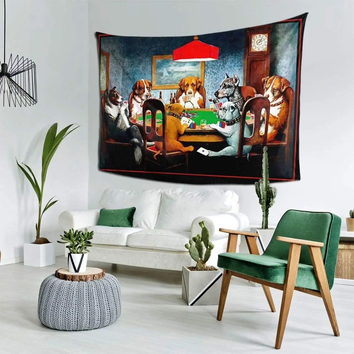 Dogs Playing Poker Boutique Tapestry Wall Hanging Vintage Micro Fiber Peach Home Decor | Дом и сад