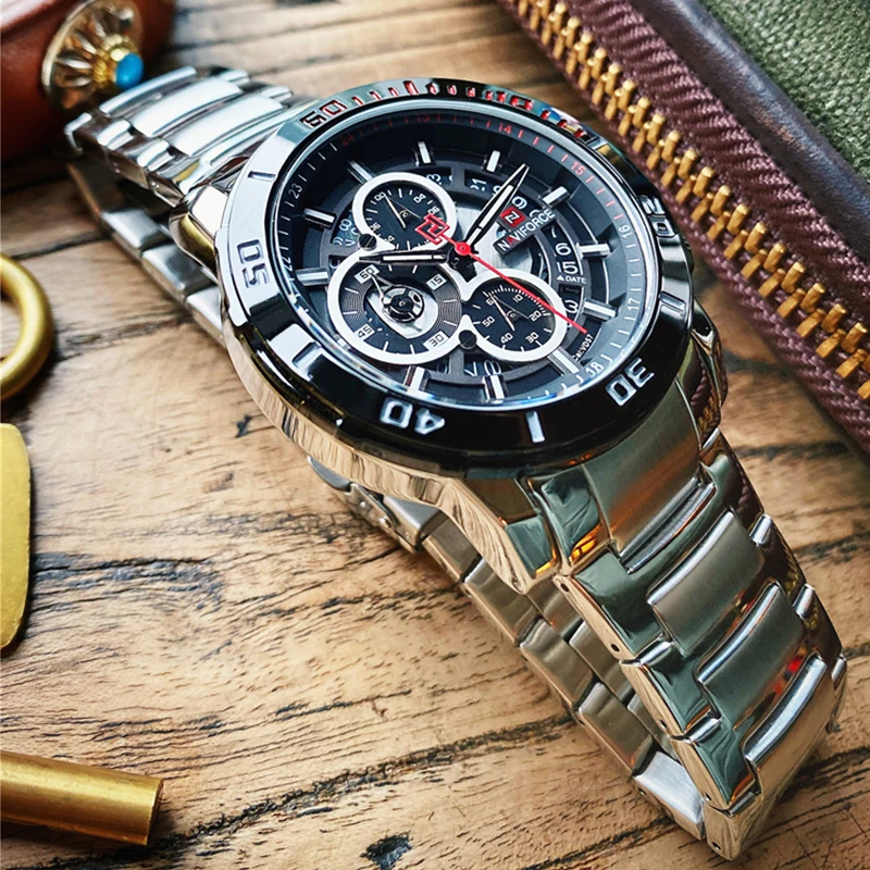 NAVIFORCE новые мужские часы из нержавеющей стали топ бренд роскошный спортивный