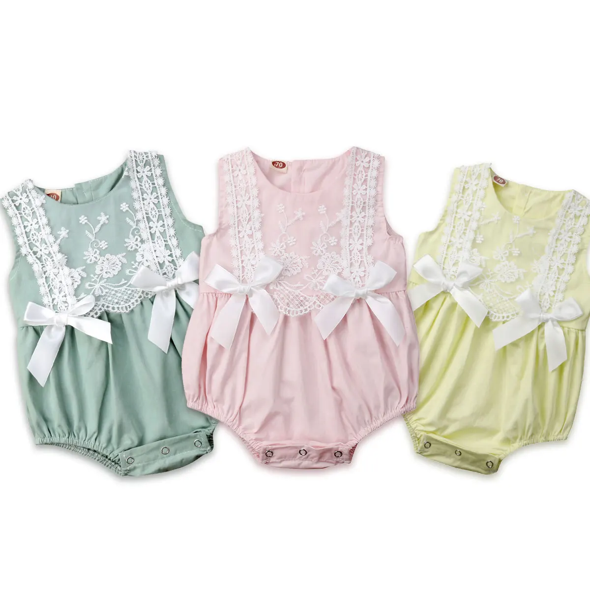 

Newborn Clothing Lace Ruffles Rompers Infant Jumpsuit Cute Bow Sunsuit Summer Baby Girls Costume