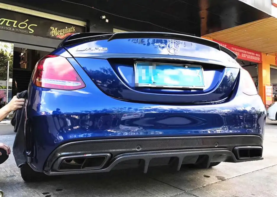 Автомобильный диффузор для заднего бампера Углеволокно Mercedes benz c class W205 C180 C200 C300 C63