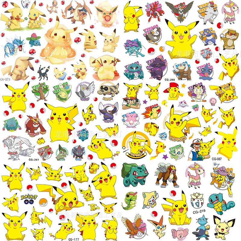 Наклейки-татуировки Pokemons Pikachu для багажа скейтборда телефона ноутбука мотоцикла