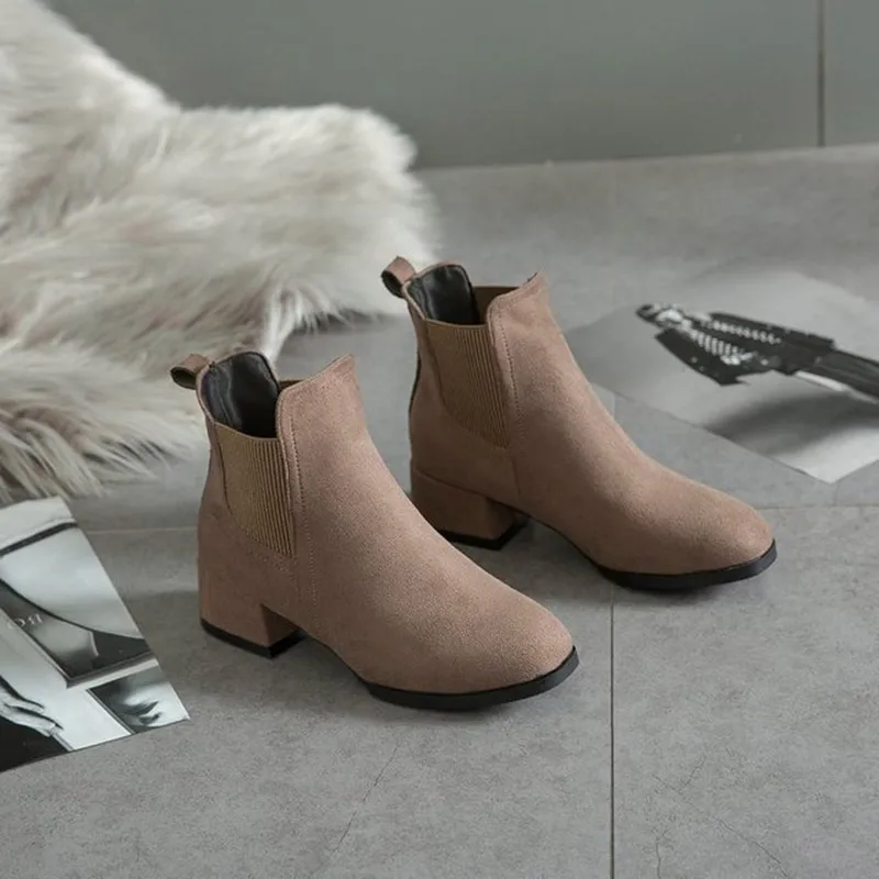 Зимние ботинки Женская обувь Модные женские с острым носком Слипоны Женские