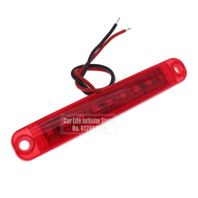 

2 шт. 9 светодиодов для автобуса, грузовика, прицепа грузовиков 24 в красный светодиодный светильник рь s Боковой габаритный фонарь Водонепрон...