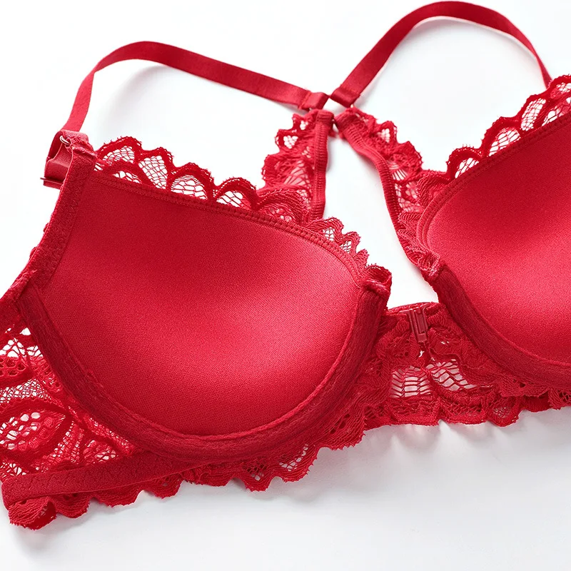 Комплект женского нижнего белья с чашками пуш-ап и застежкой спереди | Женская