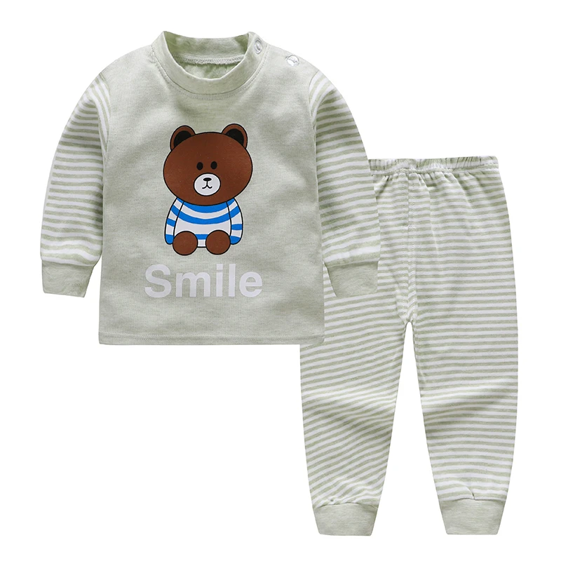 style 14 Новые детские пижамные комплекты для мальчиков и девочек Милая футболка с длинными рукавами и принтом из мультфильмов топы и штаны осенняя одежда для сна для малышей - Цвет: style 14