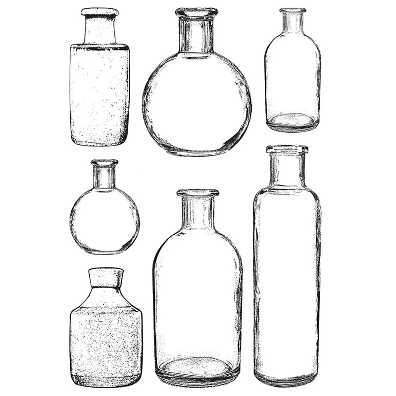 Новинка 2021 прозрачные штампы с узором в виде стеклянной бутылки для творчества
