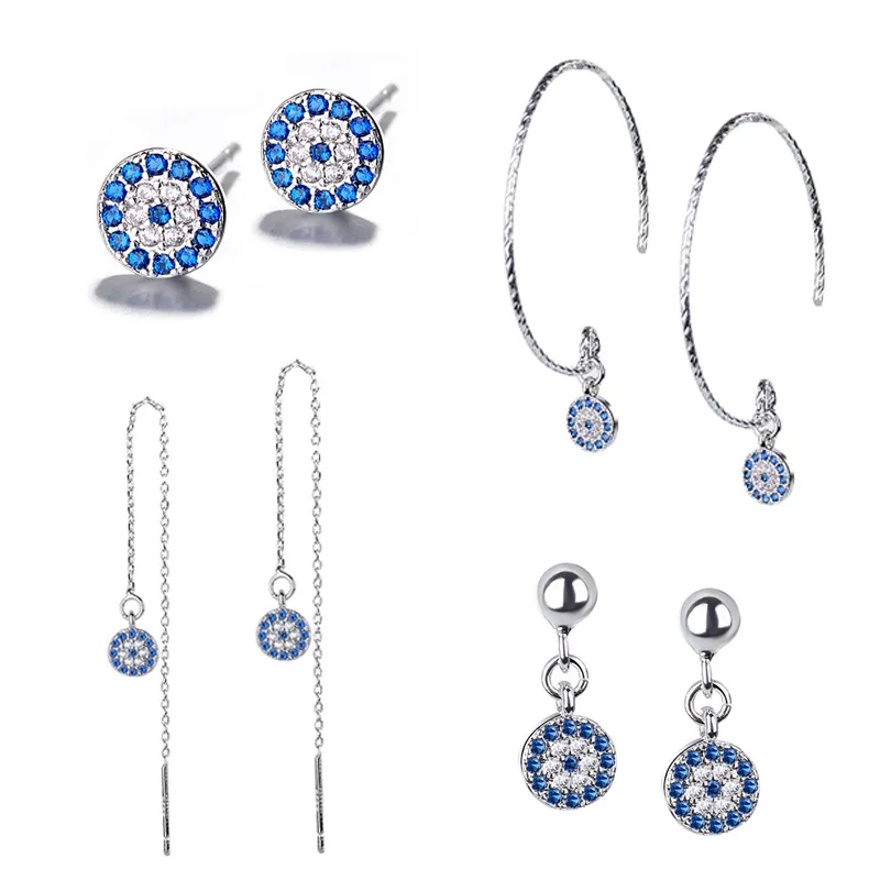 

Todorova Retro Turkish Devil's Evil Eye Earrings Blue Eye Clear CZ Crystal Stud Earrings for Women Wedding Jewelry Brincos