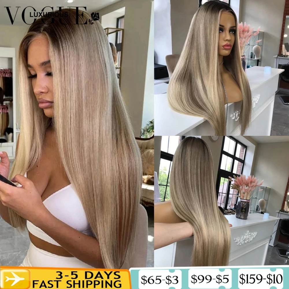 

Ash Blonde Highlight Wig Human Hair 13x6 Straight Lace Front Wig 13x4 Transparent Lace Front Human Hair Wigs HD Lace Frontal Wig