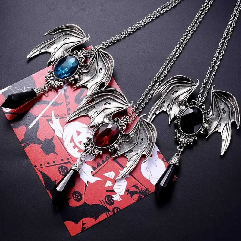 Ожерелье с подвеской в виде крыльев летучей мыши на Хэллоуин женское винтажное