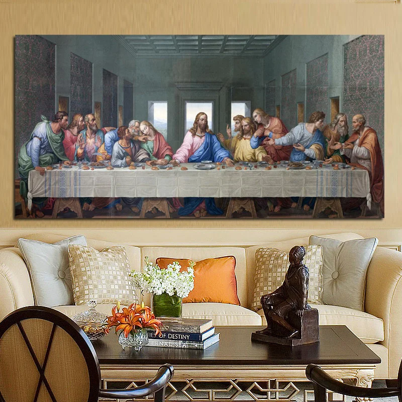 

The Last Supper Posters and Prints Famous Wall Art Canvas Picture Reproductions of Da Vinci Oil Painting for Living Room Decor