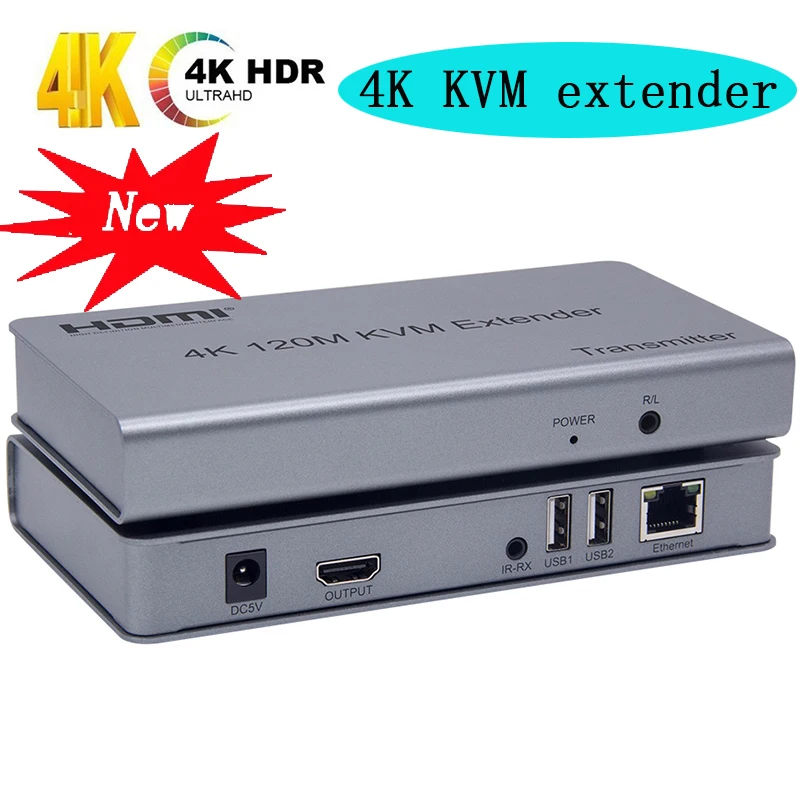 4K 120 м KVM HDMI удлинитель по RJ45 Ethernet Cat5e Cat6 кабель преобразователь TX RX Поддержка USB