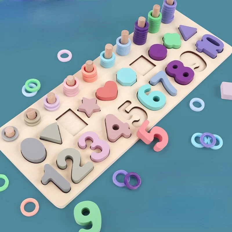 

Wooden Math Toys Educational Teaching Aids Figure Matching Puzzle Preschool Busy Board Geometry Digital Toy Kids Gift Montessori