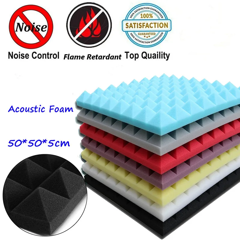 4 шт. 50X50X5mm Звукоизоляционная пена акустическая звукообработка звукопоглощение