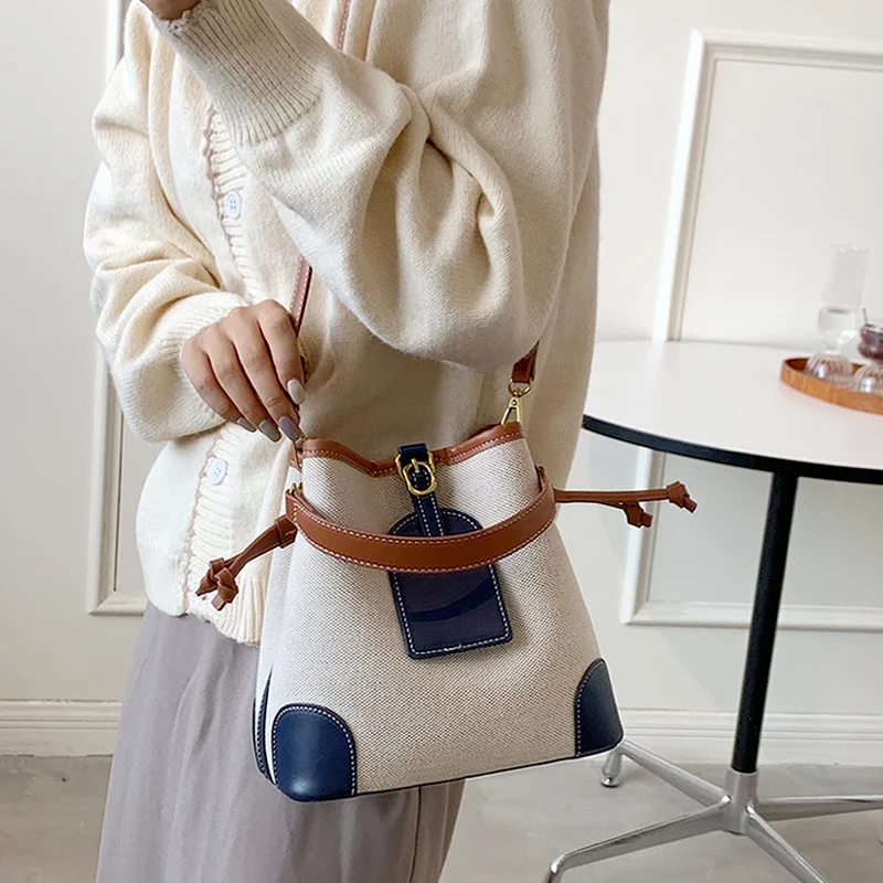 

Classic Designer Vintage Women Bucket Bags for Handbags Women PU Leather Shoulder Bags Girls Drawstring Cross body Bags