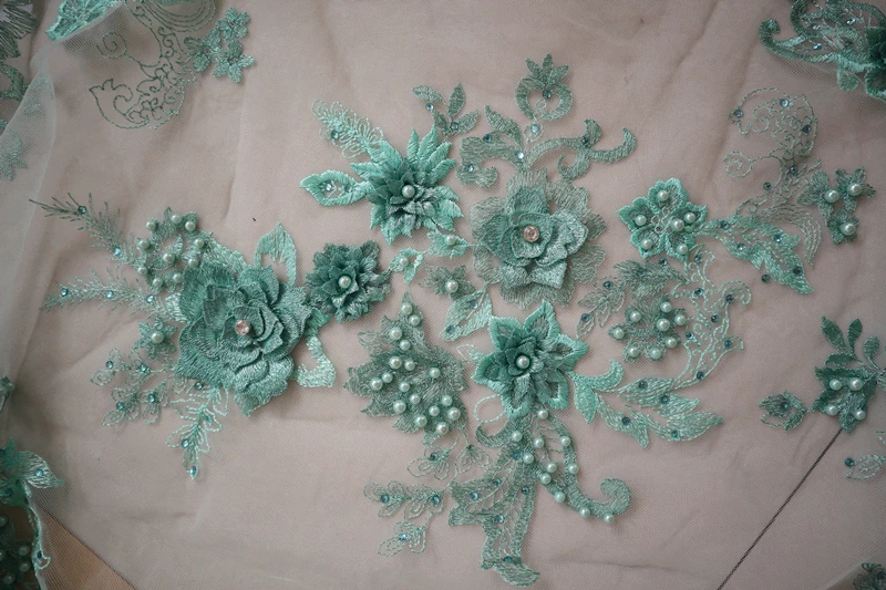 1 шт. Золотая 3D Кружевная аппликация из бисера золотистые вышитые кружевные