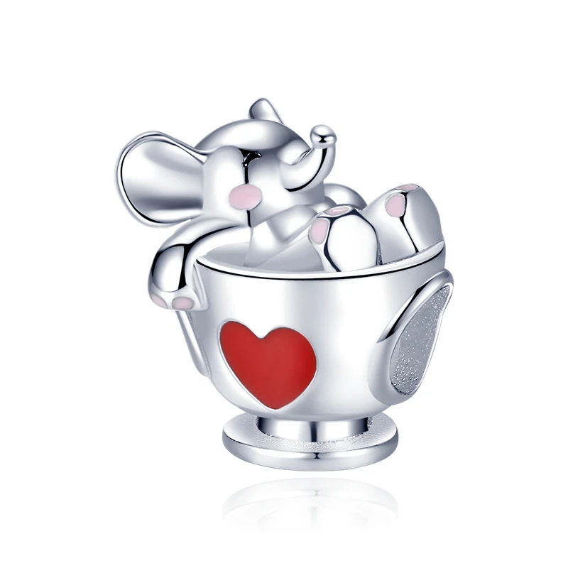 

2021 hot sale charm 100% 925 sterling silver cute elephant teacup beaded original Pandora bracelet DIY can make jewelry gifts