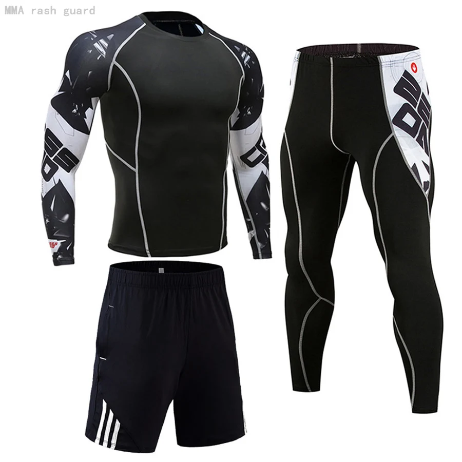 

Thermal underwear Set Men's MMA Fitness underwear rashgard Male Compression Clothing Full suit Tracksuit Long johns Jogging suit