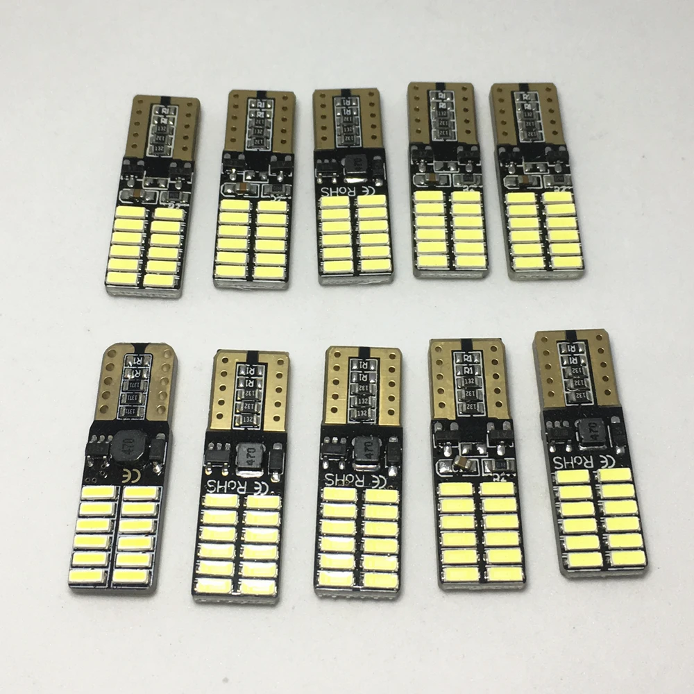 

100Pcs T10 LED Auto Clearance Lamp Cars From Canbus W5W 4014 24 SMD Light-Emitting Diodes Independent Bulb License Plate Light