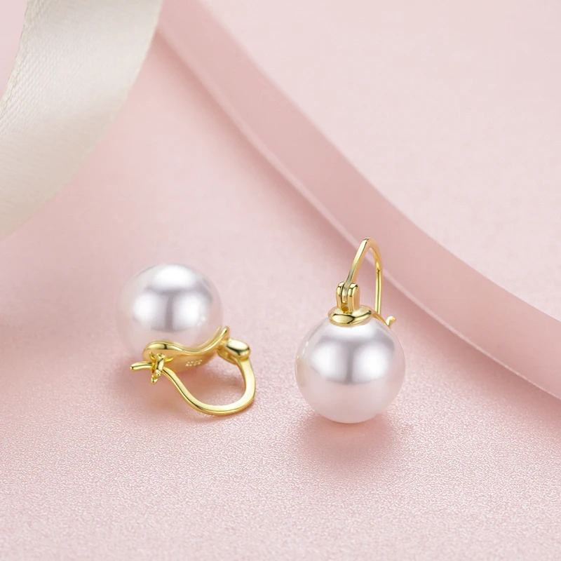 Серьги-подвески женские из серебра 925 пробы с искусственным жемчугом