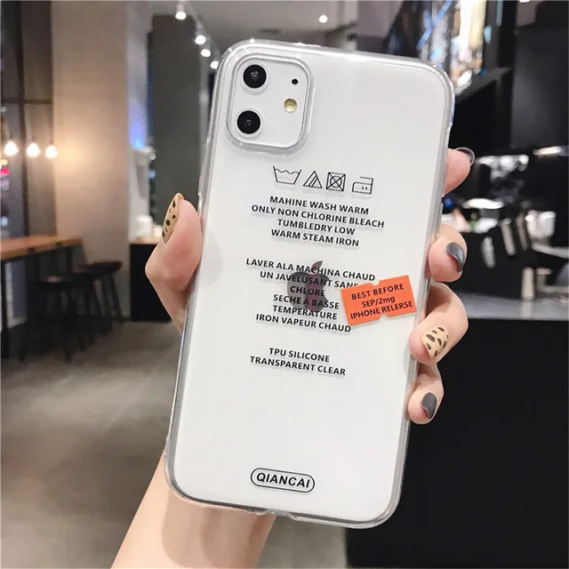 Lovebay Прозрачный чехол для телефона с надписями для iPhone 11 Pro Max X XS XR Xs Max мягкий прозрачный чехол из ТПУ для iPhone 7 8 Plus - Цвет: Черный