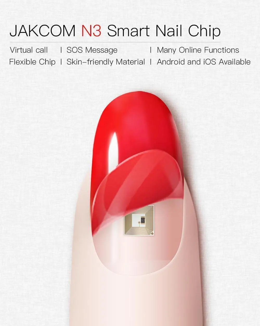 Jakcom N3 Smart Nail гибкий чип Встроенный для кожи материал поддерживает виртуальный вызов SOS сообщение Android IOS доступны