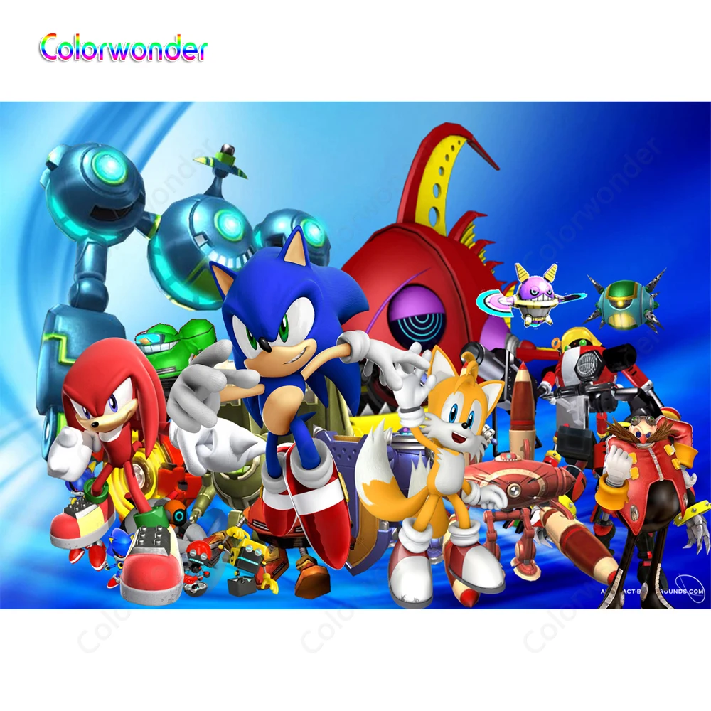 Голубые фоны Еж Соник желтая лиса майль проэвер с другими стразами мультяшный