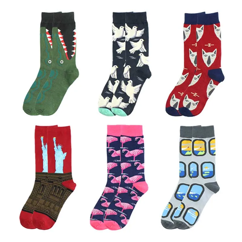 Смешные мужские носки с масляной росписью уличные для женщин в стиле хип хоп