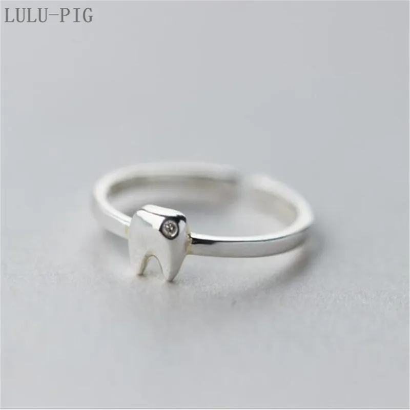 LULU-PIG, горячее предложение, кольцо из стерлингового серебра 925 пробы, Женская Корейская версия, модный персональный микро набор, маленькие зубы, темпераментное кольцо R0230