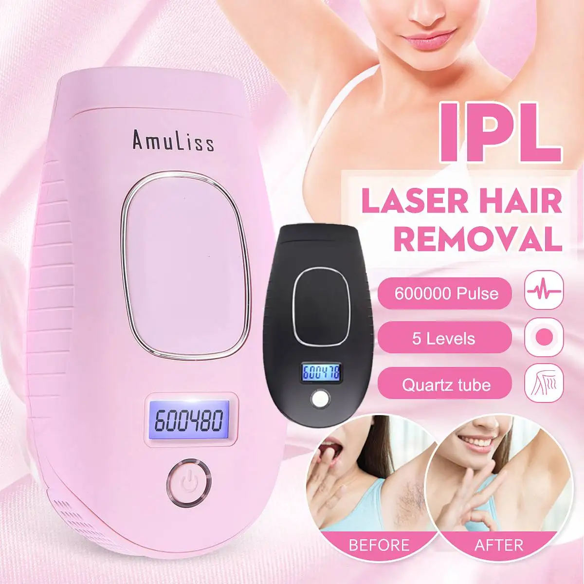 

Depilatory Laser Hair Epilator Permanent Hair Removal IPL System 600000 Shot Light Pulses Whole Body Hair Remover Quartz Bulb