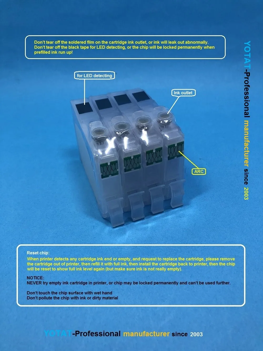 YOTAT 4 шт. многоразовый картридж T1811 T1812 T1813 T1814 для Epson XP30 XP102 XP202 XP205 XP215 XP302 XP305 XP402 XP405