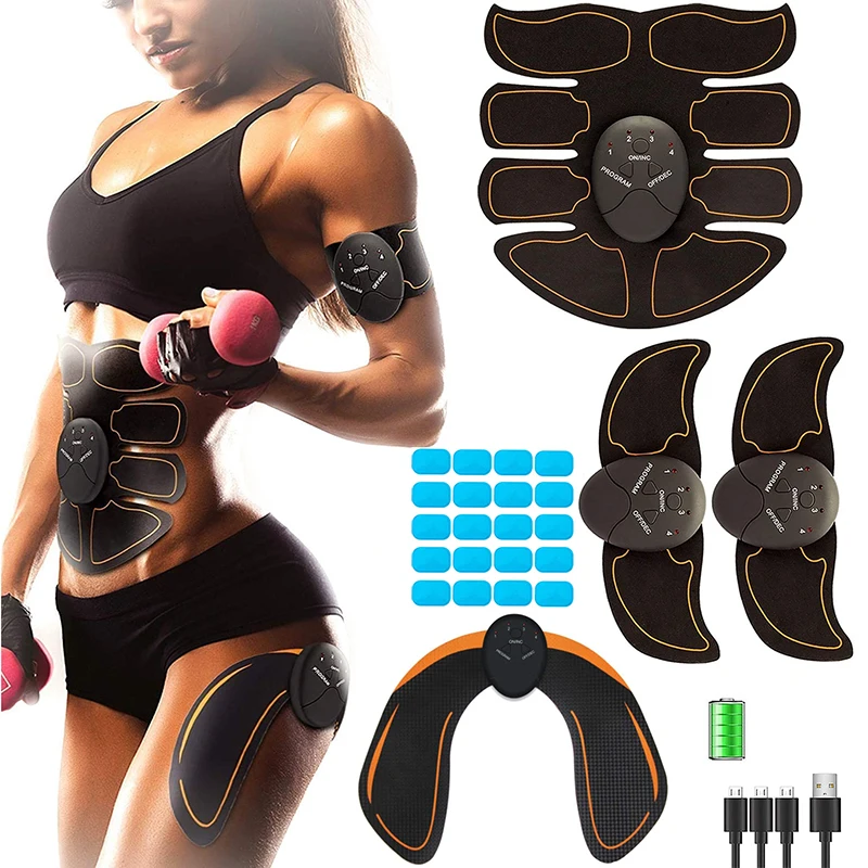 

Unisex Body Muscle EMS Stimulator Abdominal Trainer With Gel Pads Massage Slimming Abdomen Arm Leg Exercise Fitness Dropshipping