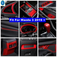 red accessories glass lift button gear head knob dashboard air ac outlet lights control panel cover trim for mazda 3 2019 2022