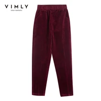 vimly 2020 autumn women pencil pants elegant high waist solid slim office lady vintage female straight pants 70118