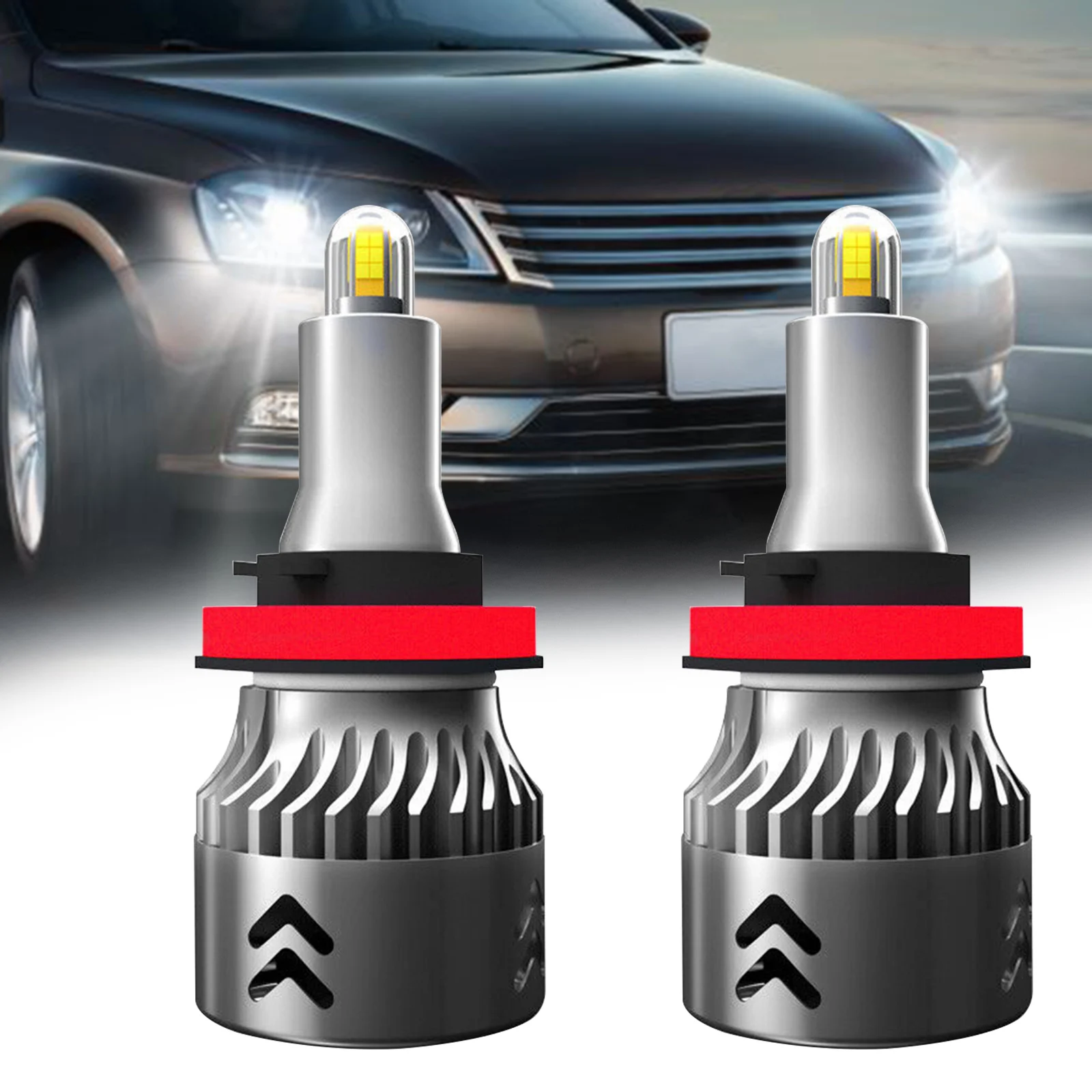 

Headlight Bulbs Car Lamp Conversion Kit 2PCS 6000K 30000LM H11 IP68 Led Lamps