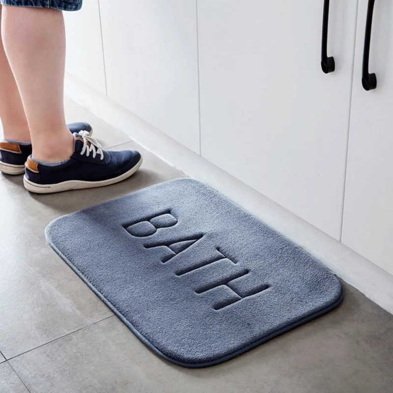 

Letter Bath Mats TPR Non-slip Absorbent Bathroom Rug Solid Color Washable Bath Rug Floor Entrance Doormat Home Decoration