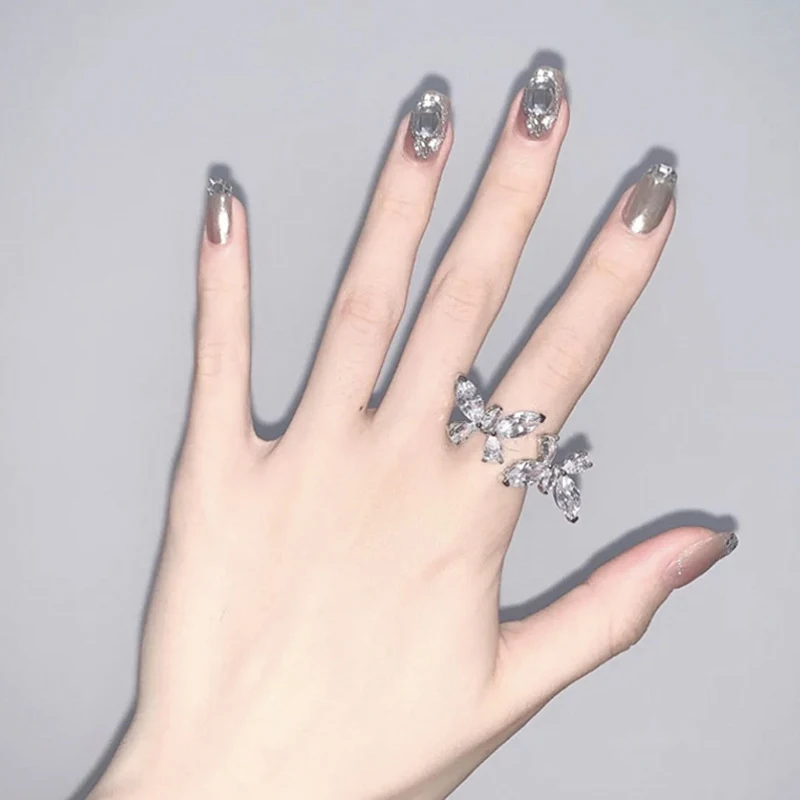 

24 шт., серебристые накладные ногти для маникюра