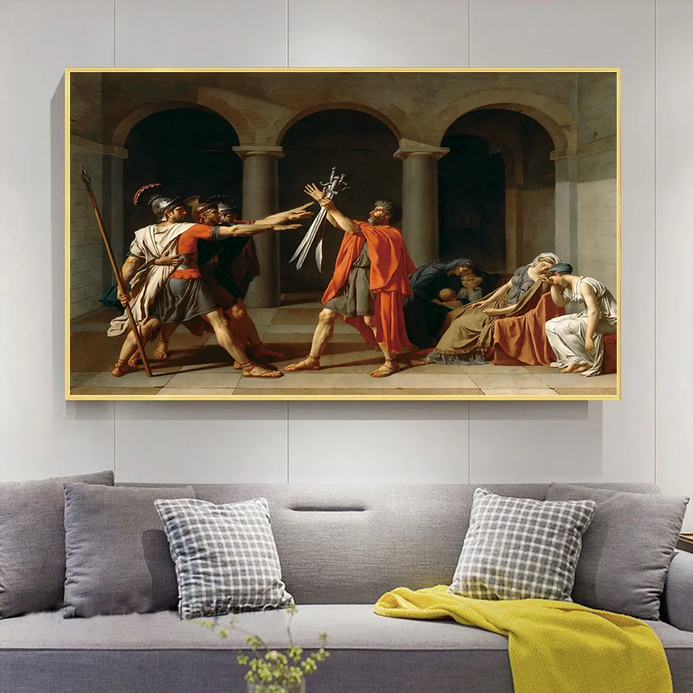

Horatii Arts Reproduction Printed Canvas Painting, Jacques Louis David, European Palace, Classical Renaissance, Home Decor