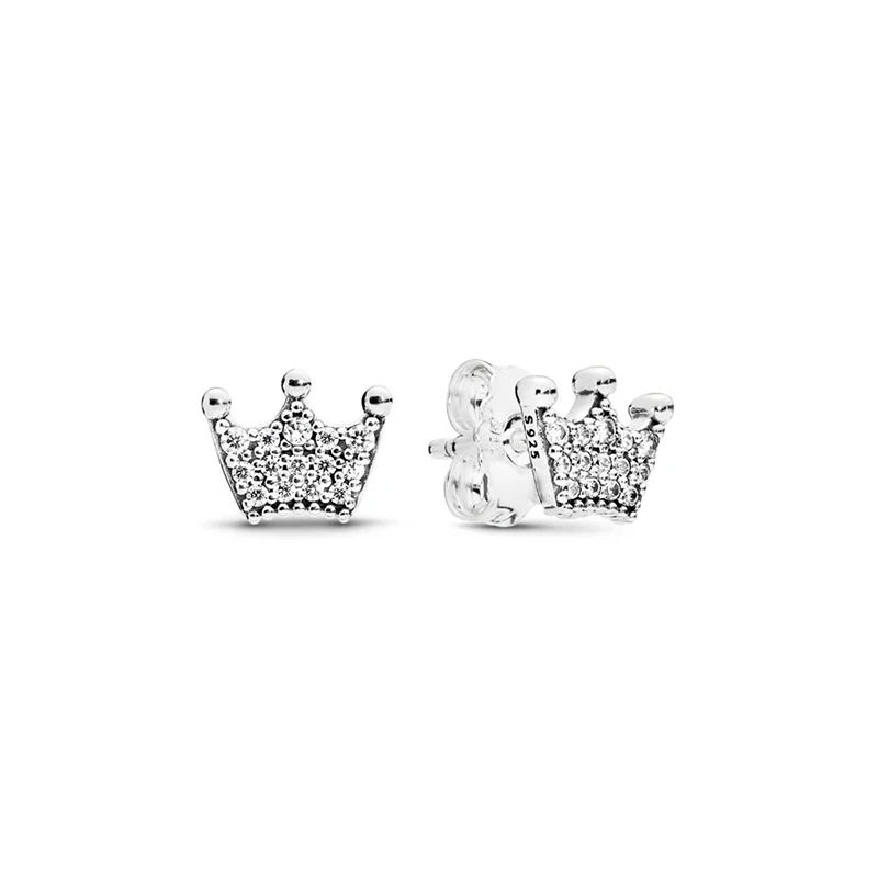 

Octbyna High Quality Authentic Plated Silver Color&Rose Gold Crown Clear CZ Fine Stud Earring Women Wedding Jewelry Dropshipping