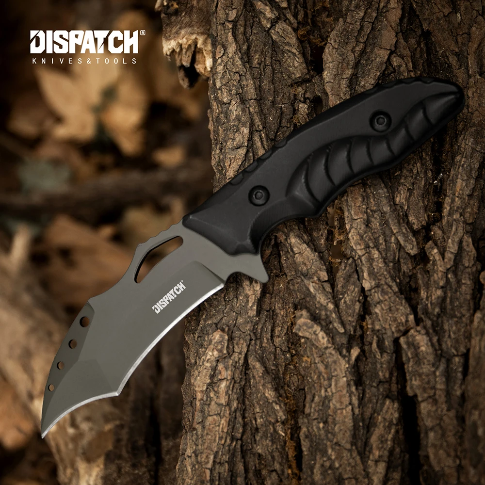 

DISPATCH Gray-plated Titanium Fixed Blade Knife With K-Sheath For Outdoor Camping Hunting Survival Pocket EDC Tool